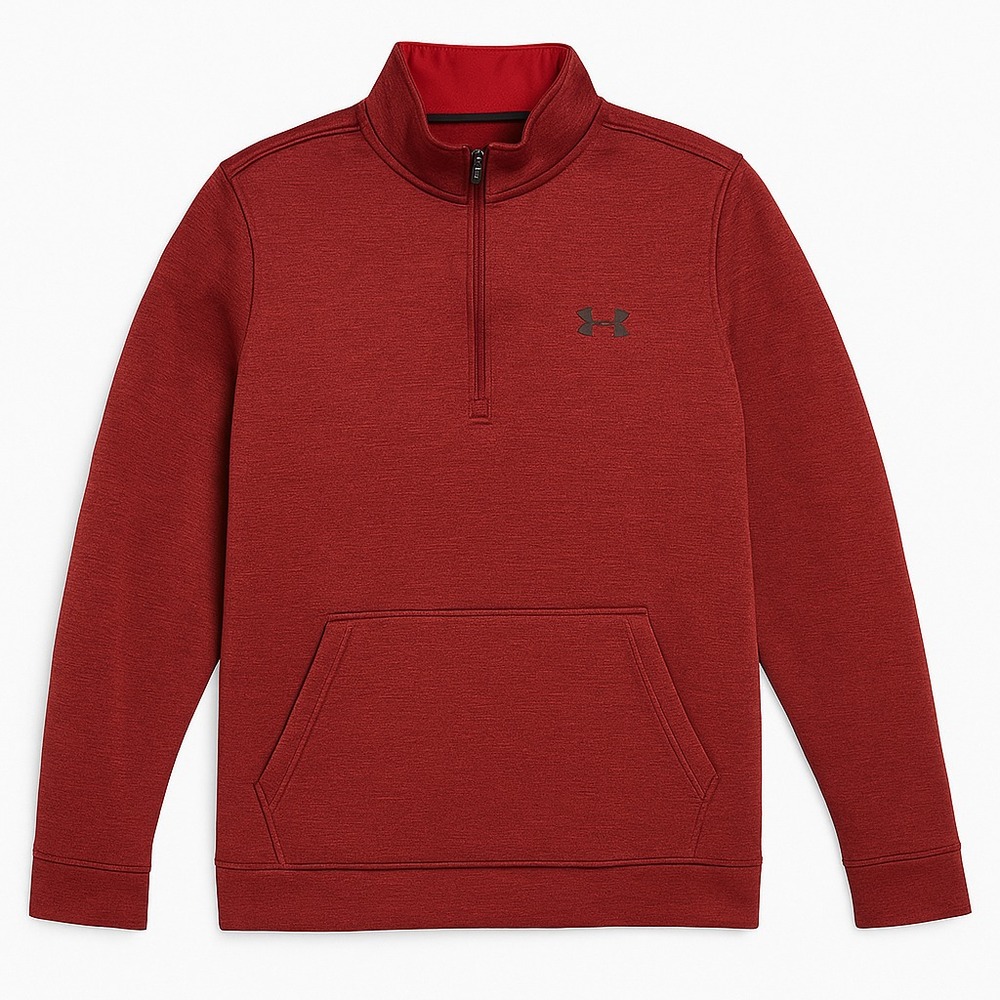 Under Armour Men's Medium Burgundy Quarter Zip Pullover Loose Fit ColdGear - Picture 2 of 5